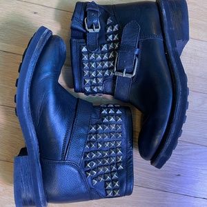 Ash Studded Leather Ankle Moto Boots - Size EU 38